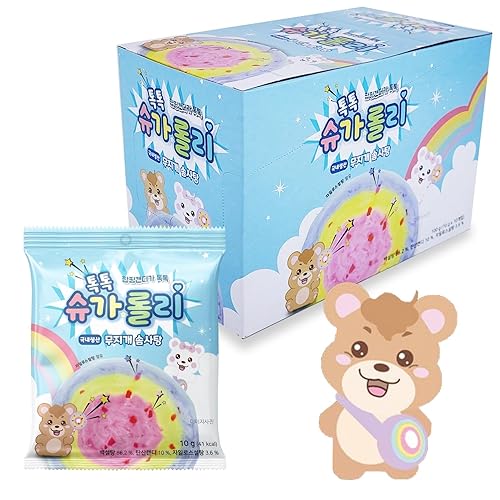 Sugarolly Rainbow Cotton Candy Pop Rocks, Individually Wrapped 3 flavors in 1 pack, Korean Cotton Candy, Party Flavors Supplies Birthdays, Sweet treat