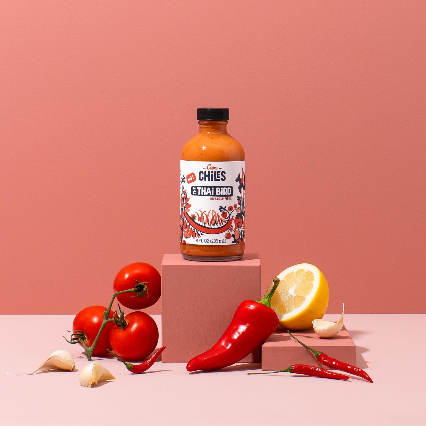 Cien Chiles The Thai Bird | All Natural Sauce | Zero Sugars, Non-GMO, Gluten-Free, Vegan | 8 OZ Bottles (1-Pack)