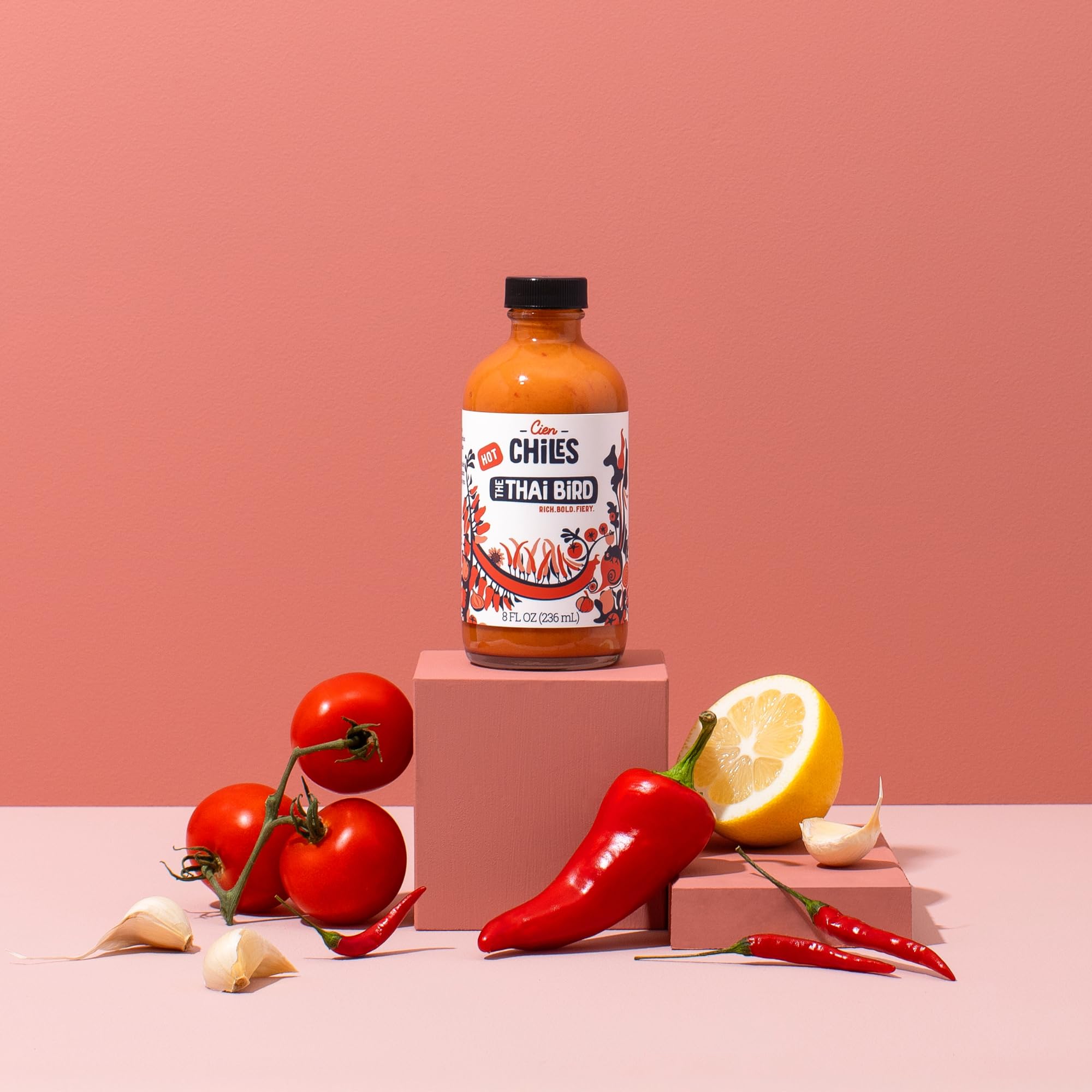 Cien Chiles The Thai Bird | All Natural Sauce | Zero Sugars, Non-GMO, Gluten-Free, Vegan | 8 OZ Bottles (1-Pack)
