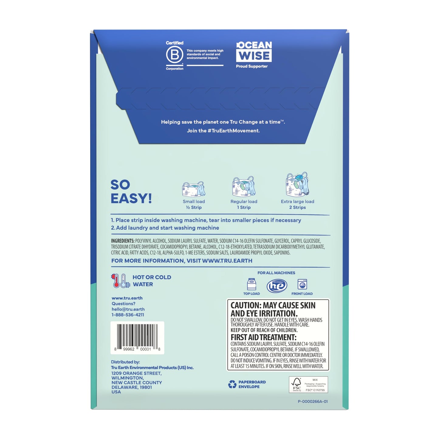 Tru Earth Compact Dry Laundry Detergent, Unscented - Up to 64 Loads (32 Sheets) | Liquidless Detergent, Travel | Packaging May Vary