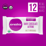 JONESBAR Organic Plant Based Protein Bars | Dark Chocolate Almond | Fruit & Nut Bar, Kosher, Gluten Free, Breakfast Bars, School Snacks, Vegan Snack