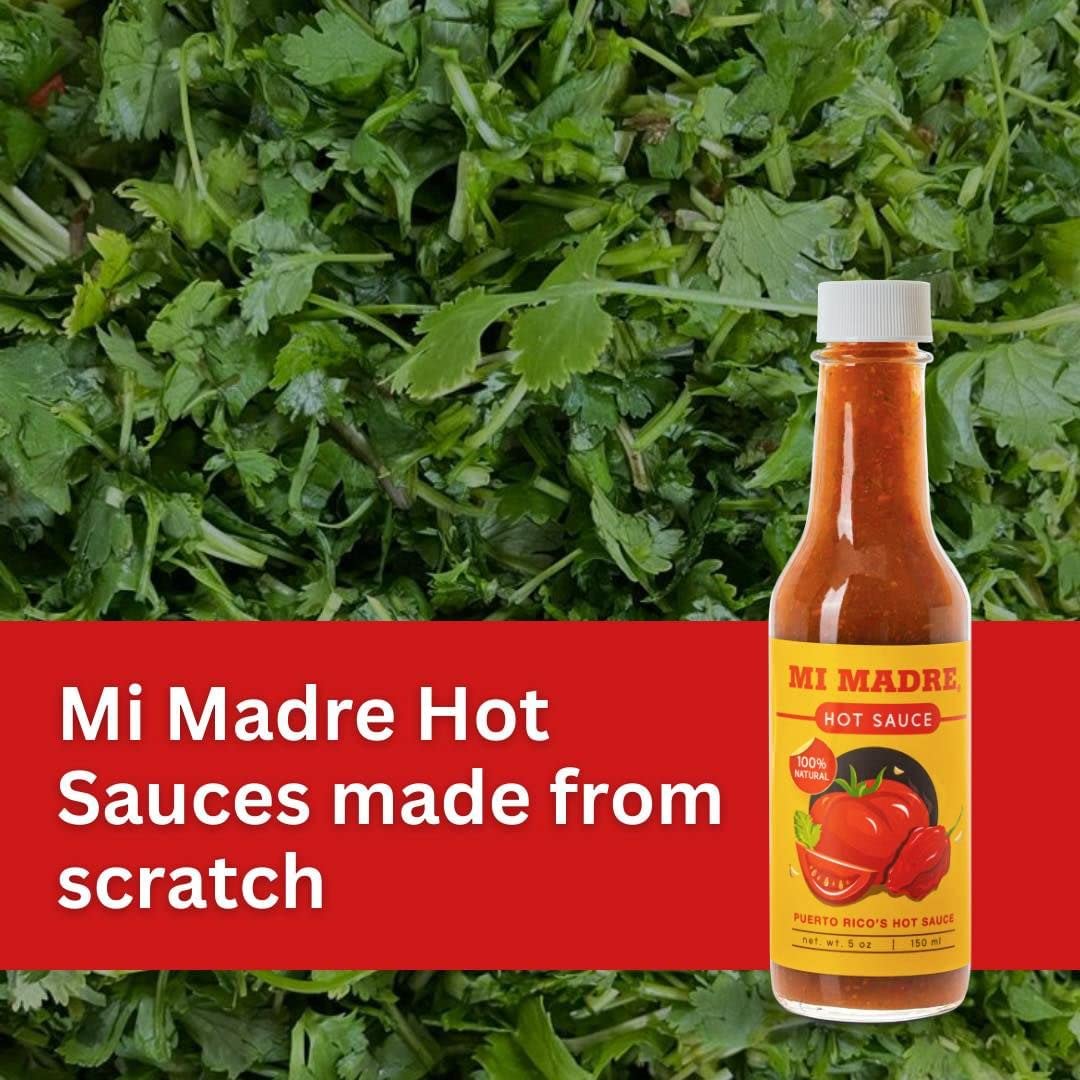 Mi Madre Tomato Based Hot Sauce, Handcrafted in Puerto Rico, 100 Percent Natural, 5 Ounce (Pack of 3)
