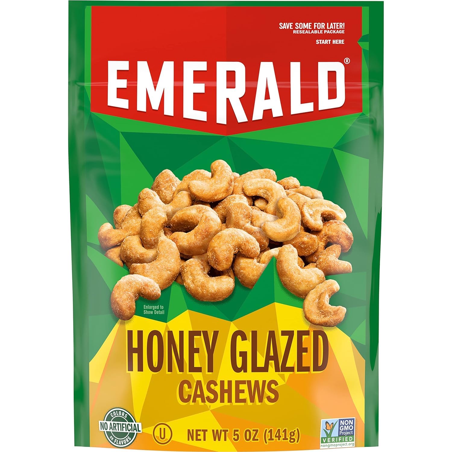 Emerald Nuts Combo Variety Pack Featuring Kettle Glazed Pecans & Honey Glazed Cashews | 5 Oz Resealable Bags | Kosher Certified, Non-GMO, Contains No