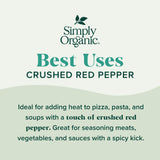 Simply Organic Crushed Red Pepper, Certified Organic | 1.59 oz | Capsicum annuum L.
