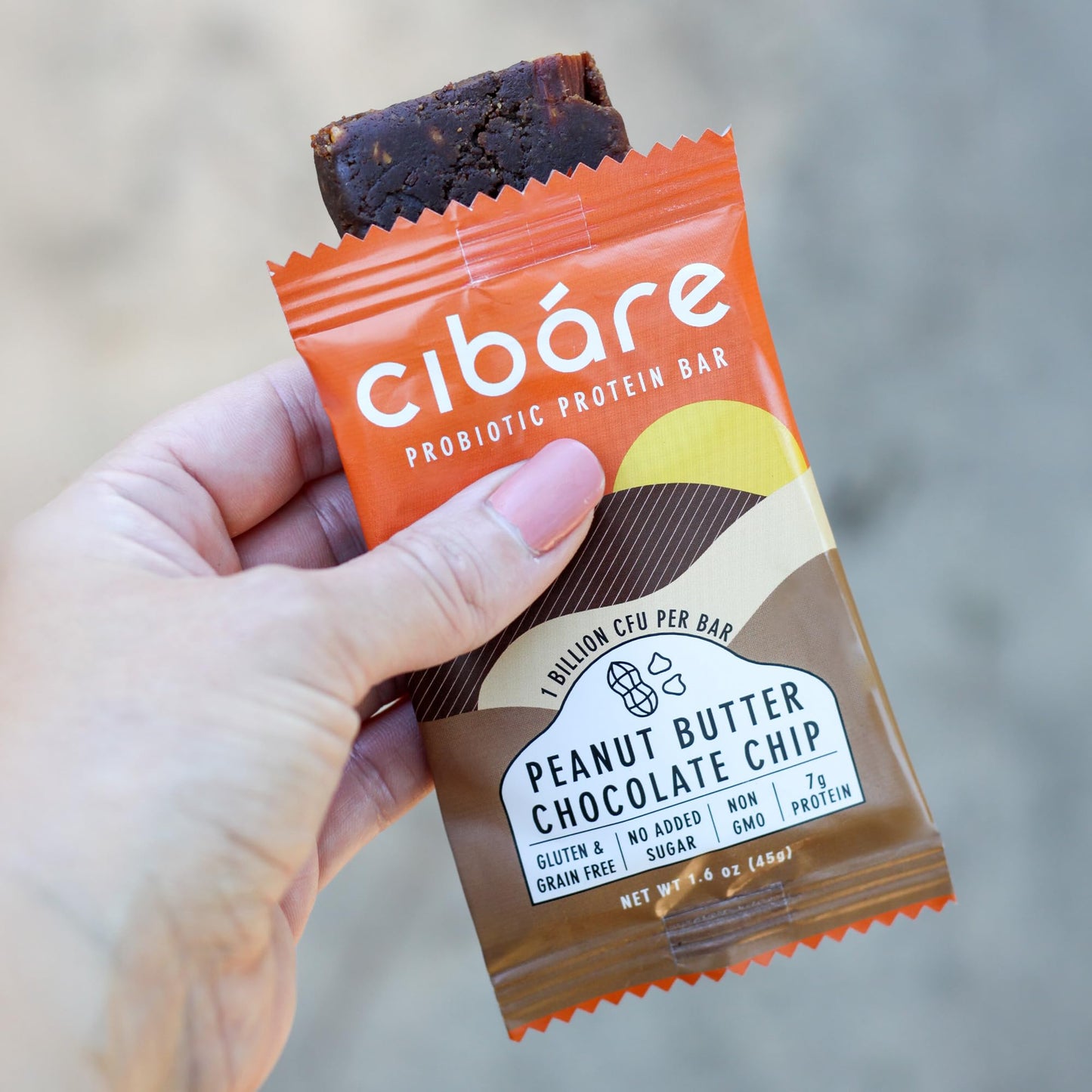 Cibare Plant-Based Energy Bar - Powered by 1 Billion Probiotics, Gluten-Free, Vegan Fruit Snack, No Added Sugar, Soy-Free, Peanut Butter Chocolate