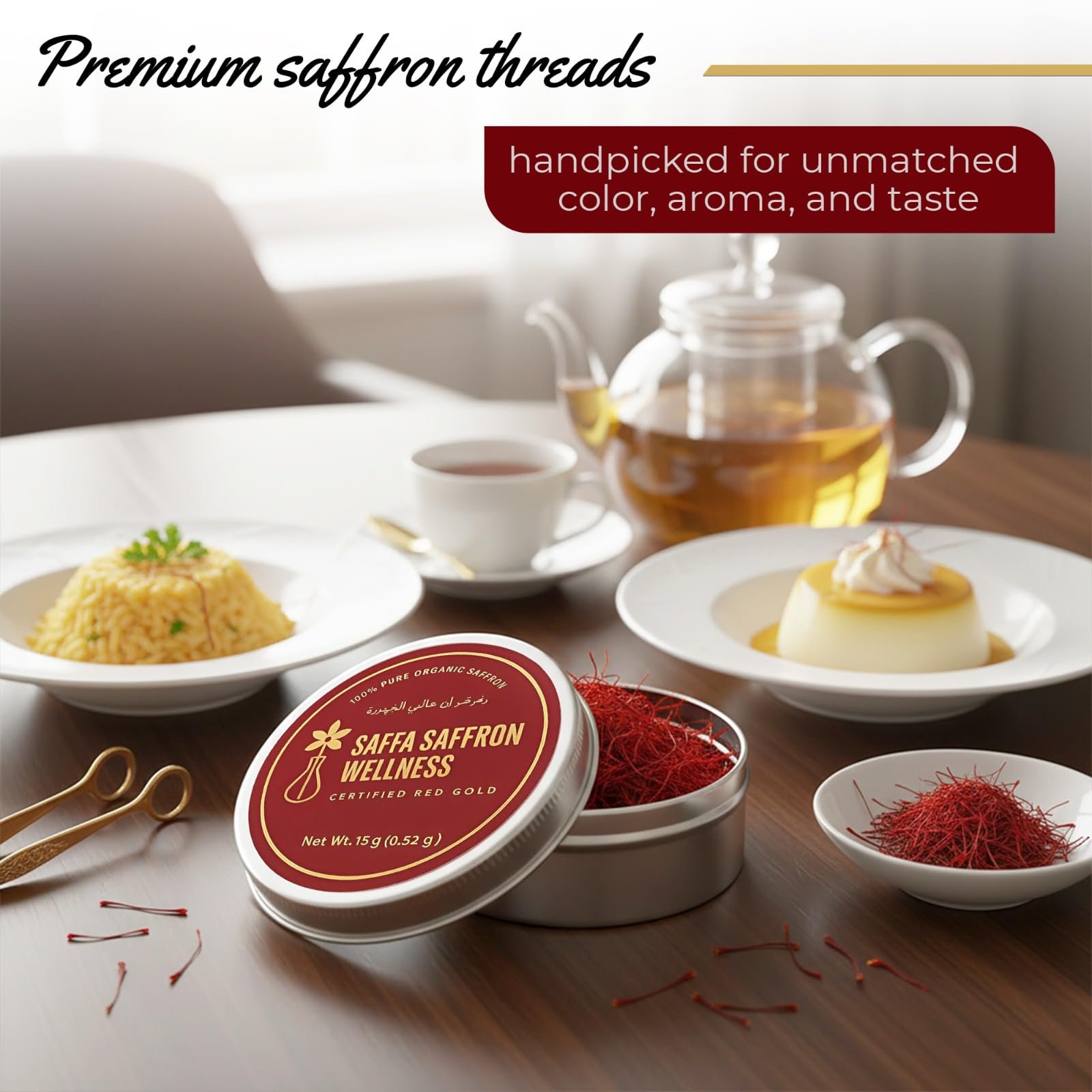 Saffa Saffron - Pure Premium Saffron Threads | 100% Natural & Handpicked Red Spice | Rich Aroma, Golden Color & Authentic Taste | Perfect for Cooking