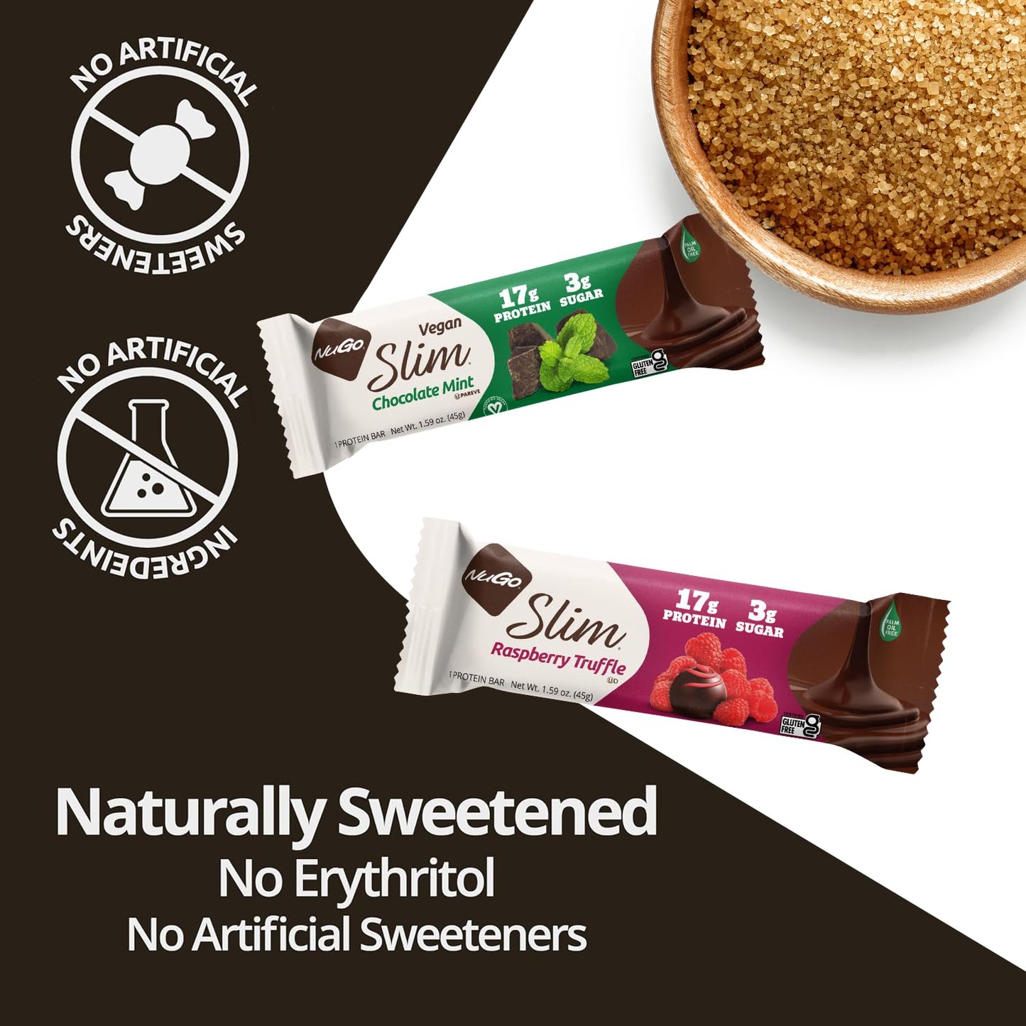 NuGo Slim Chocolate Mint, 17g Protein Bar, Vegan, Gluten Free, Non-GMO, Kosher, Keto Friendly, Low Carb, 1.59oz Bar