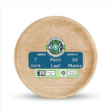 GREEN EARTHLY Bulk 7" Palm Leaf Disposable Plates (50-Count) - 100% Natural & Compostable Eco-friendly Plates for Desserts, Appetizers and Catering