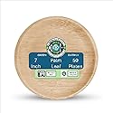 GREEN EARTHLY Bulk 7" Palm Leaf Disposable Plates (50-Count) - 100% Natural & Compostable Eco-friendly Plates for Desserts, Appetizers and Catering