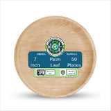GREEN EARTHLY Bulk 7" Palm Leaf Disposable Plates (50-Count) - 100% Natural & Compostable Eco-friendly Plates for Desserts, Appetizers and Catering