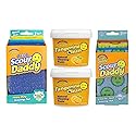 Scrub Daddy Deep Clean Kit - Scour Daddy Scour Pads (3ct), Steel Scrubbing Sponges (2ct) & Tangerine Multi Surface Cleaner (2ct) - Kitchen + Household