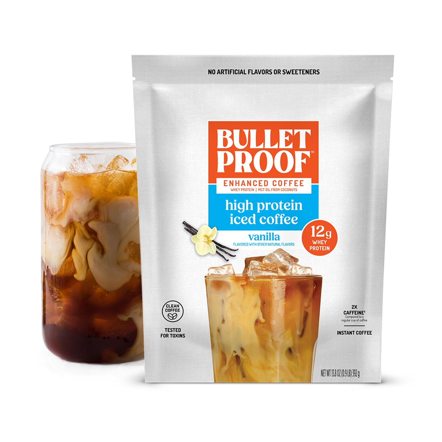 Bulletproof Iced Protein Coffee, Vanilla, 12g Whey Protein + MCT Oil, 170mg Caffeine, Instant Coffee from Real Beans, Tested for Toxins, No Artificial