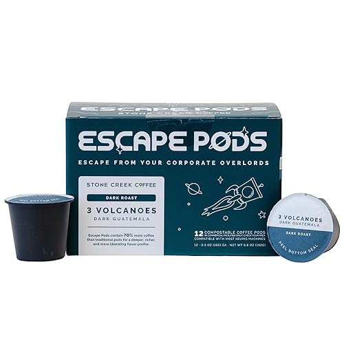 Stone Creek Coffee Dark Roast Escape Pods, Ground Coffee Pods - (12 Count, Pack of 1) - Smooth and Juicy Coffee with Dark Chocolate Tasting Notes - 3