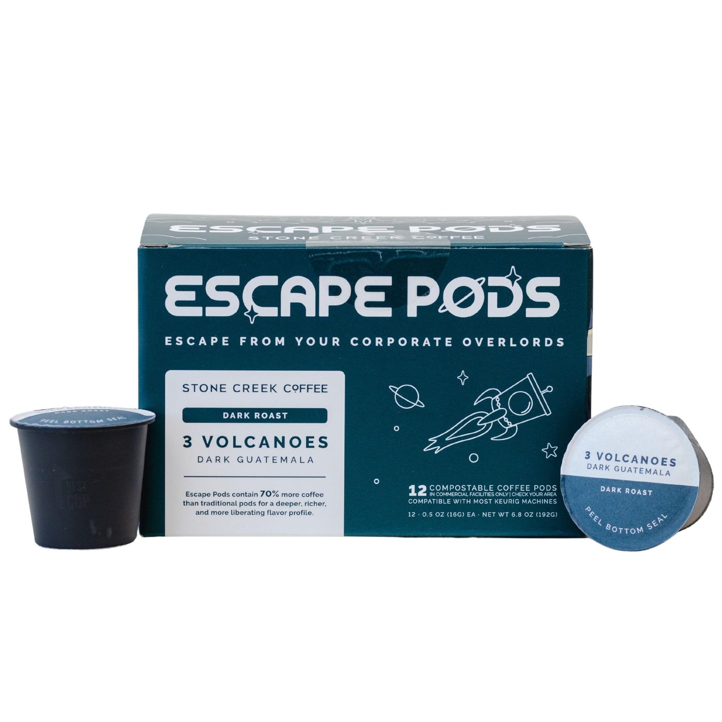 Stone Creek Coffee Dark Roast Escape Pods, Ground Coffee Pods - (12 Count, Pack of 1) - Smooth and Juicy Coffee with Dark Chocolate Tasting Notes - 3