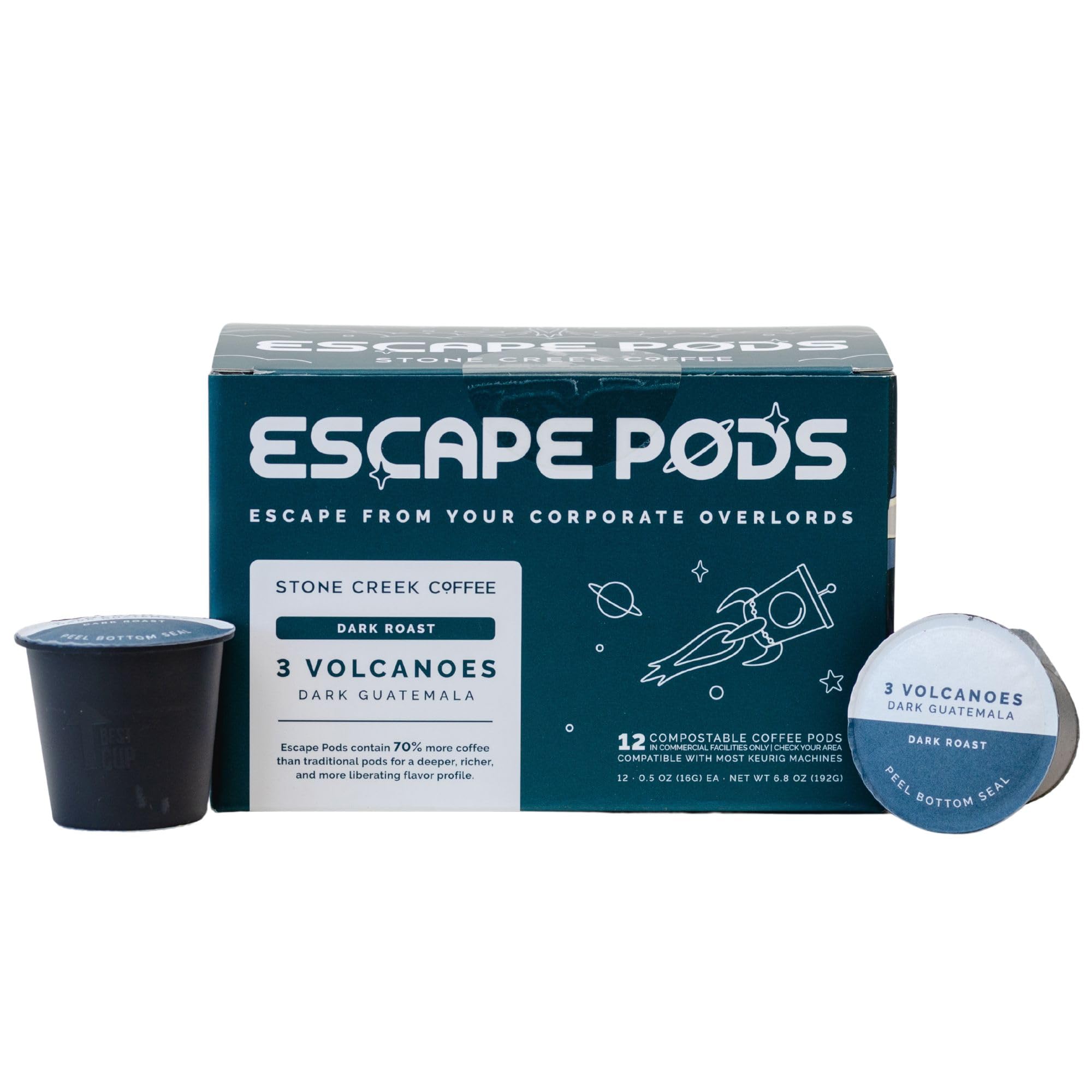 Stone Creek Coffee Dark Roast Escape Pods, Ground Coffee Pods - (12 Count, Pack of 1) - Smooth and Juicy Coffee with Dark Chocolate Tasting Notes - 3