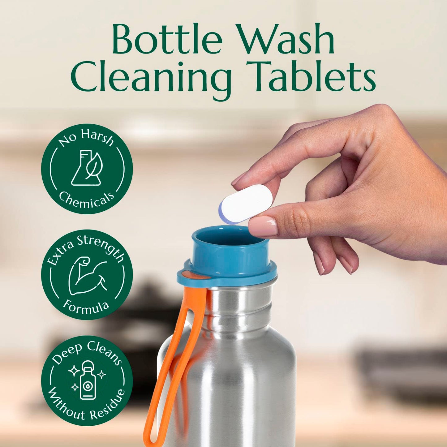CLEANOMIC Bottle Wash Cleaner Tablets (12 Pack) - Water Bottle Cleaning Tablets, Water Bottle Cleaner Tablets (Scent-Free)