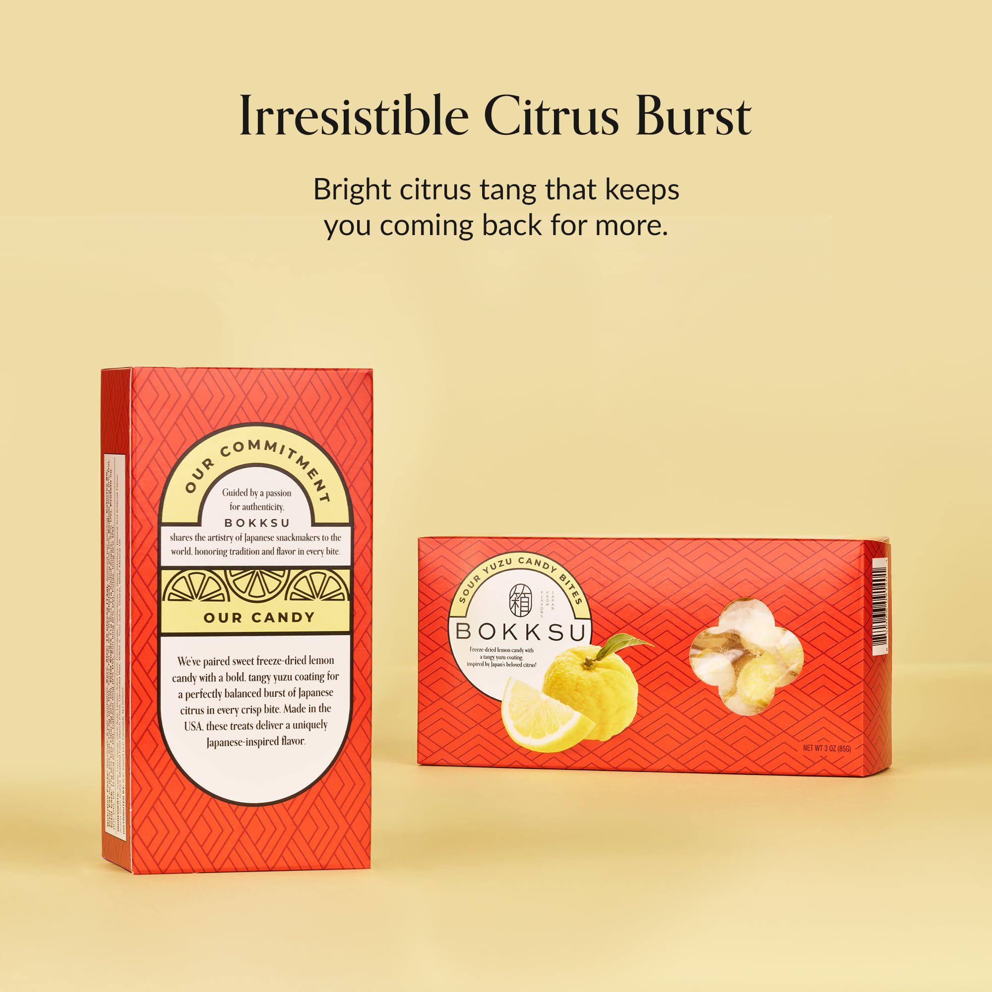 Bokksu Sour Yuzu Candy Bites - 2-Pack Freeze-Dried Sour Candy Dusted with Real Yuzu Powder, Crunchy, Melt in Your Mouth, Bite-Sized, Japanese-Inspired