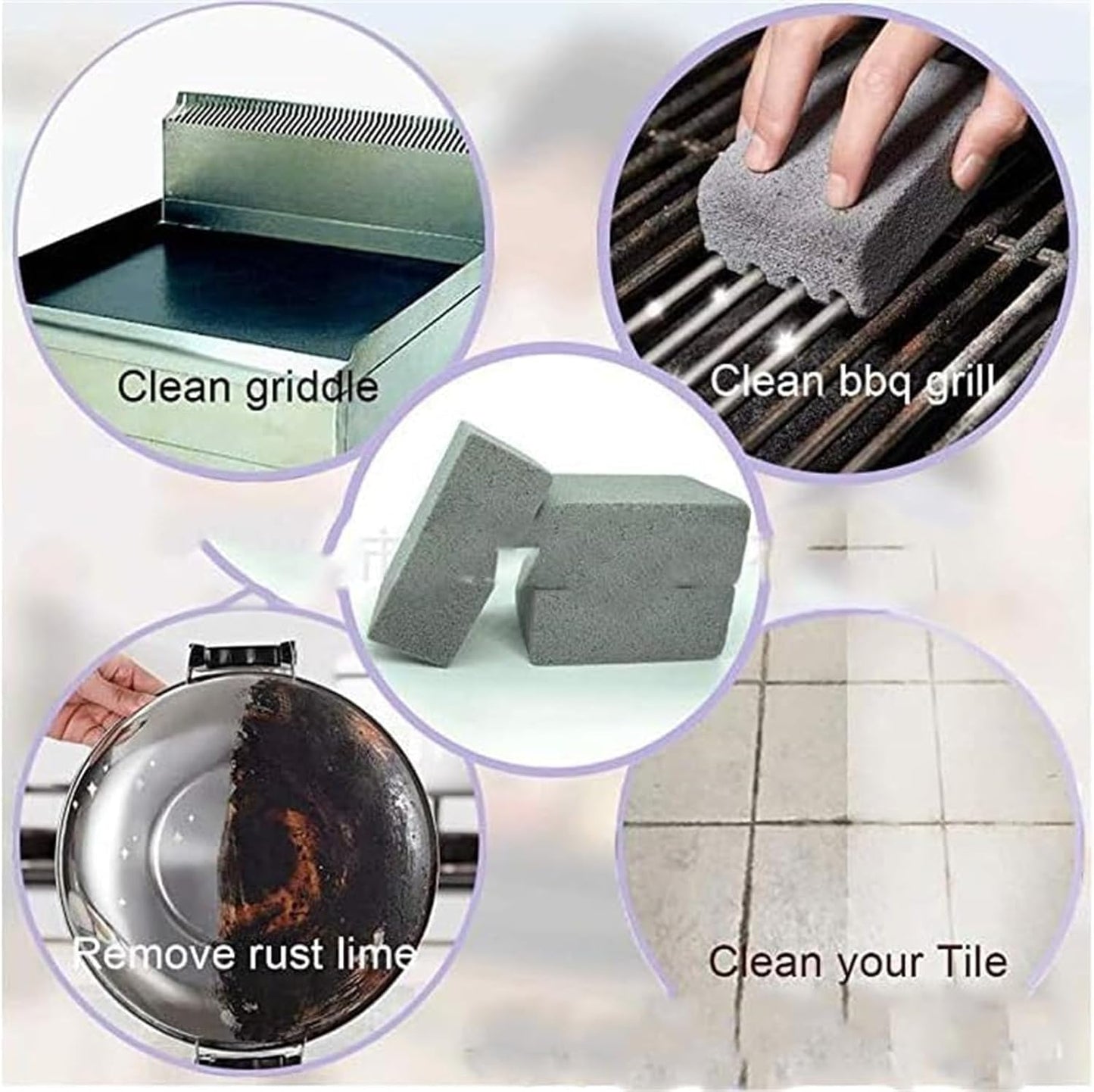 Velae Oven Grill And Fryer Cleaner Pumice,Barbecue Grill Scrubbing Stone, BBQ Grill Brick Cleaner, Griddle Stone Cleaning Block, Pumice Stone