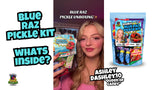 Ashley Dashley's-Blue Raspberry + Cotton Candy Pickle Kit -Gift Pouch-1 Blue Raz + 1 Cotton Candy Pickles w/Skwinkles, Crunch Powder, Fruit Roll