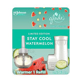 Glade PlugIns Refills Air Freshener Starter Kit, Scented and Essential Oils for Home and Bathroom, Stay Cool Watermelon, 0.67 Fl Oz, 1 Warmer + 1