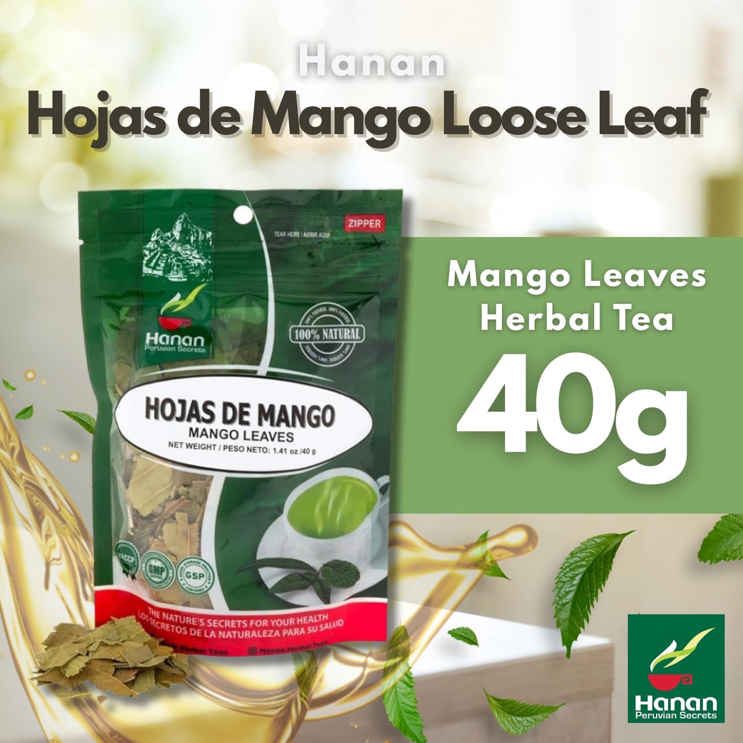 Hanan Te de Mango 40g - Mango Loose Leaf Tea Natural Herbal Tea from Peru (1.4oz)