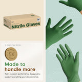 SUP Powder-Free Nitrile Gloves, 100 Count Food Safe Latex-Free Disposable Gloves for Medical Cooking Household Cleaning Food Prep, Green (Medium)