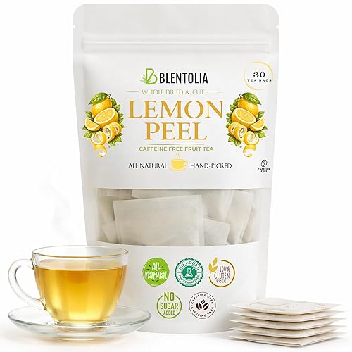 Blentolia Dried Lemon Peel - 30 Herbal Tea Bags - Caffeine-Free, Zesty & Refreshing Citrus Infusion - Natural Antioxidant & Digestive Support