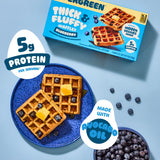 Evergreen Thick & Fluffy Waffles, Blueberry - Whole Grains, No Preservatives, Nut-Free, Individually Wrapped, Air Fryer Ready, Frozen Breakfast, 9 oz