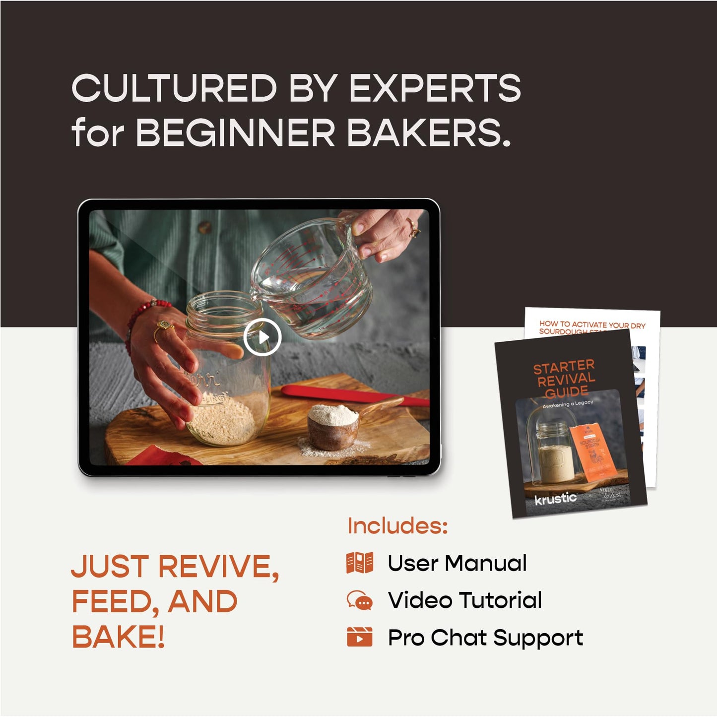 Dual-Flour Organic Sourdough Starter Culture - Fast-Activating Dehydrated Chips with Natural Wild Bread Yeast - Non-GMO Flour Sourdough Bread Starter