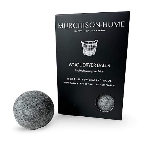 Murchison-Hume Wool Dryer Balls - 100% New Zealand Wool, Natural Fabric Softener, Reduces Drying Time, Eco-Friendly & Reusable - Set of 6