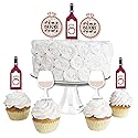 Big Dot of Happiness Vino Before Vows - Dessert Cupcake Toppers - Winery Bridal Shower or Bachelorette Party Clear Treat Picks - Set of 24