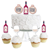 Big Dot of Happiness Vino Before Vows - Dessert Cupcake Toppers - Winery Bridal Shower or Bachelorette Party Clear Treat Picks - Set of 24