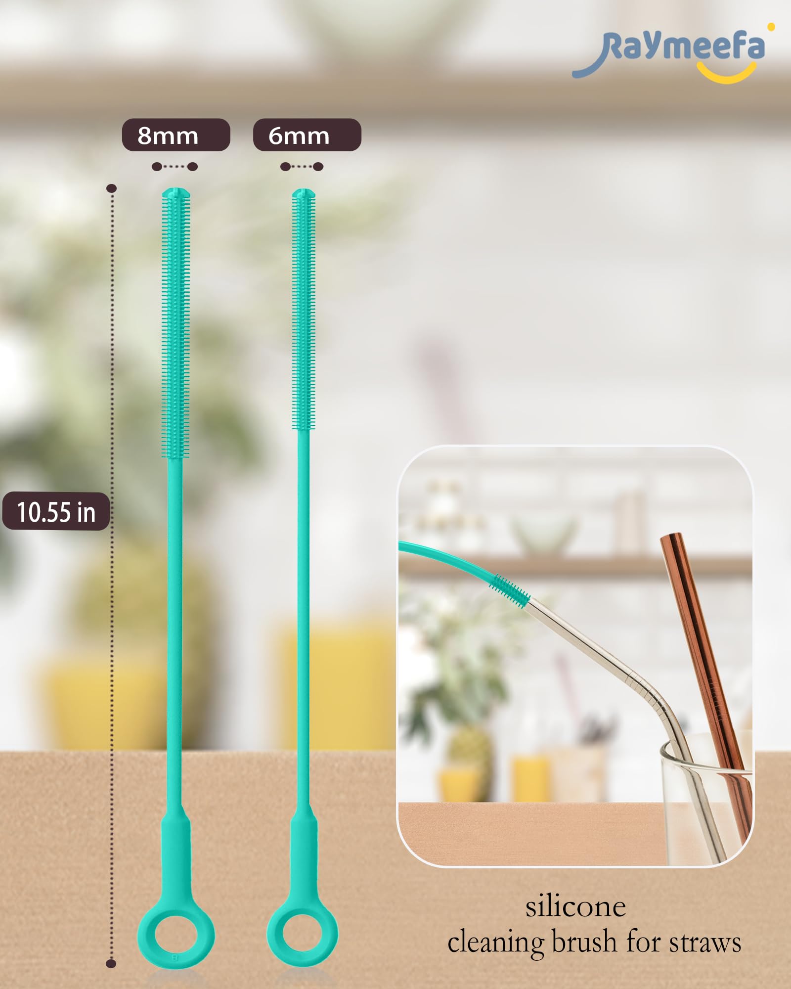 Straw Cleaner Brush Set - Raymeefa Scratch-Free Detail Cleaning for Reusable Straws & Tumblers (Green)