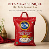 BITA Rice 1121 Sella Basmati Rice, Extra Long Grain Parboiled Basmati, Aromatic Indian Rice, Product of India, 10 lb Bag