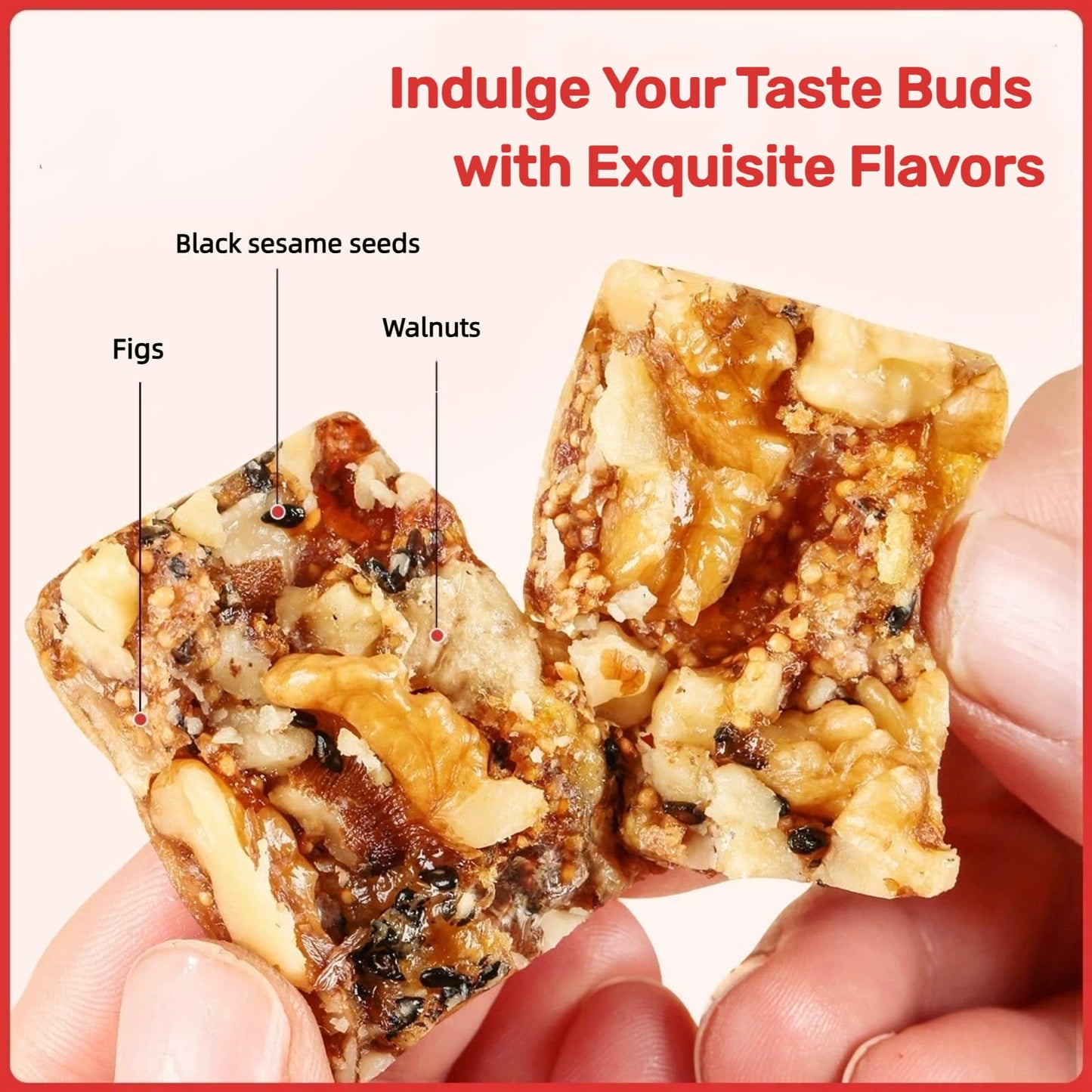 Fig and Walnut Bars, Fig Black Sesame Pie 158g, Fichi and Walnut Bites, Added Black Sesame Seeds, Nut Snack,Individually Packaged & Portable Dessert