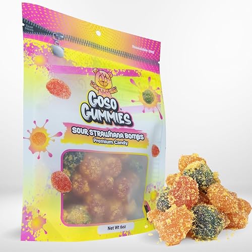 Goso Gummies Sour Strawnana Bombs - 6oz Bag - Strawberry Banana Filled Premium Viral Candy