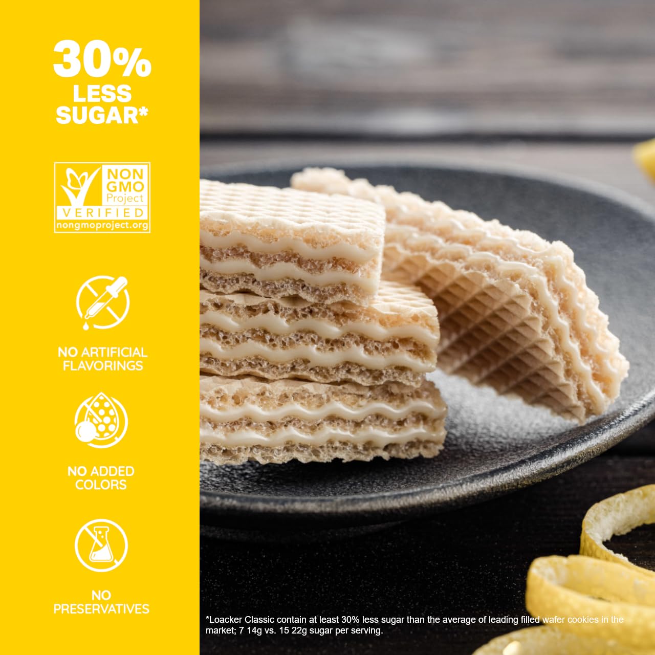Loacker Classic Lemon Wafers - Premium Crispy Wafer Cookies with Lemon Cream Filling - Multipack of 12 Snack Packs - NON-GMO - Sicilian Lemons