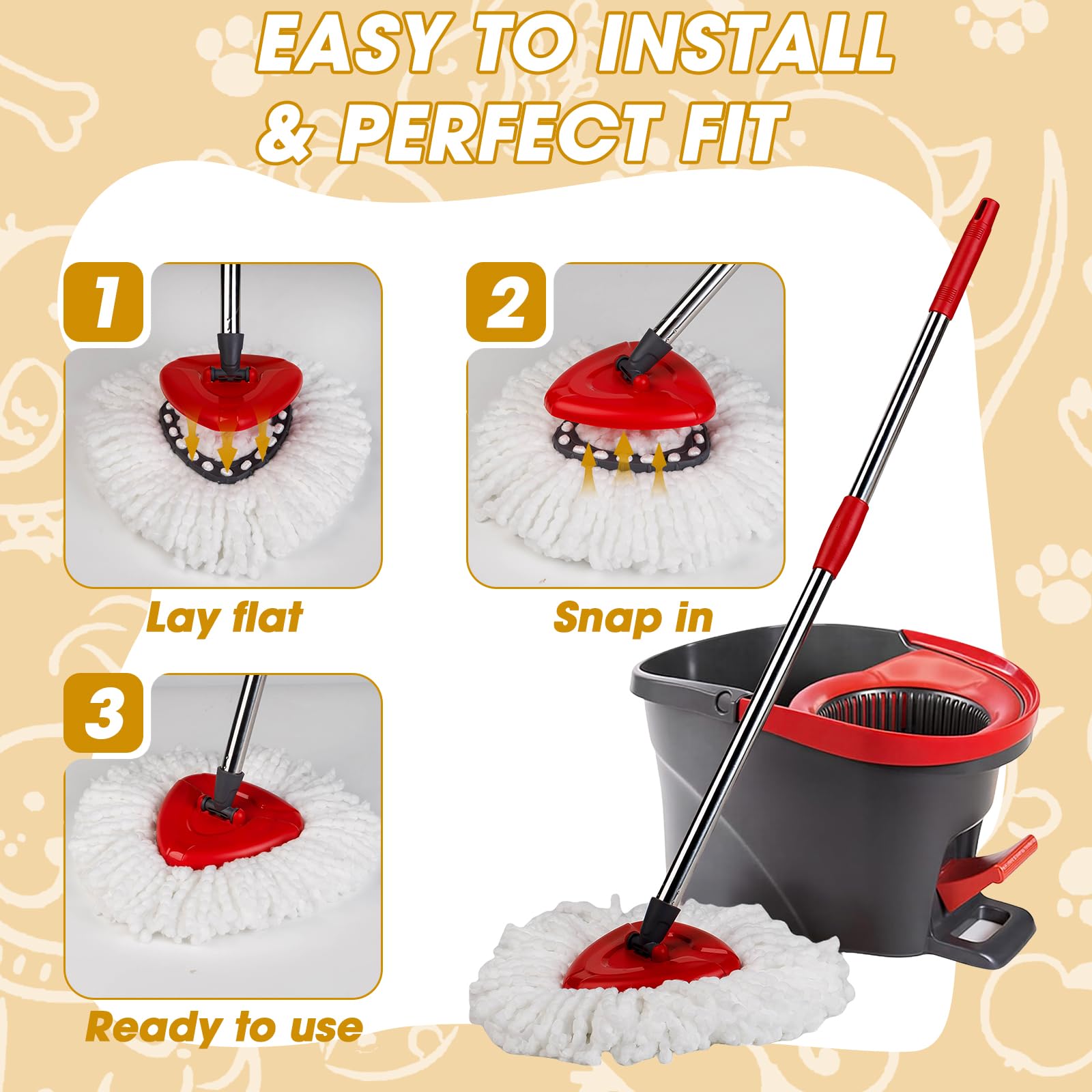 20 Pack Spin Mop Replacement Heads,100% Microfiber Mop Heads Replacements Compatible with OCeda Easywring 1-Tank System,Spinning Mop Replace Head