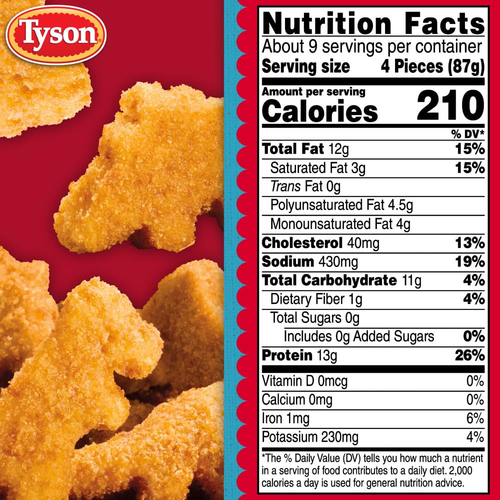 Tyson Fully Cooked Fun Dinosaur Chicken Nuggets, 29 oz (Frozen)