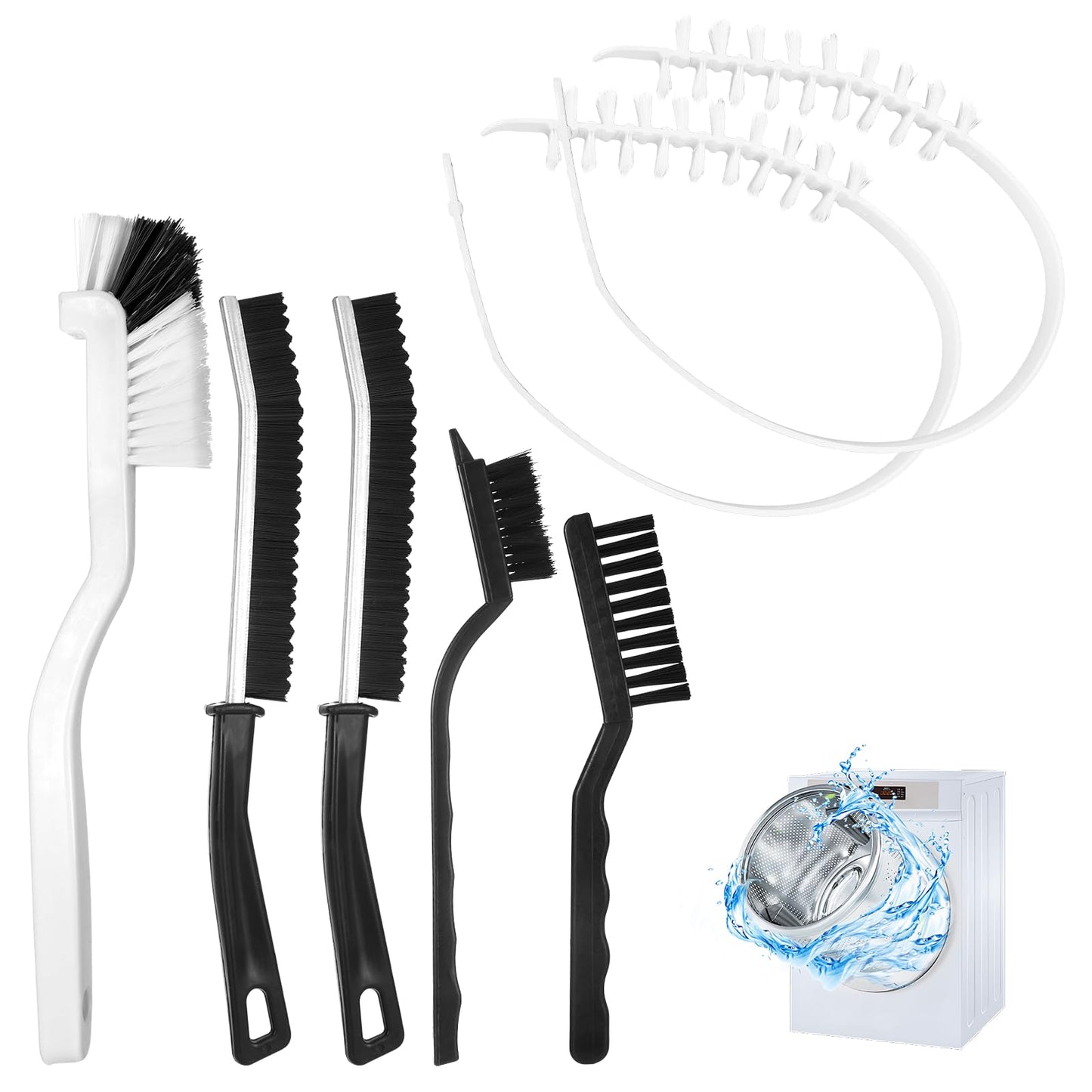 7PCS Washing Machine Cleaning Brush Kits,Durable Cleaning Tool for Washing Machine Drums,Crevice Brush for Bathroom, Shower and Kitchen