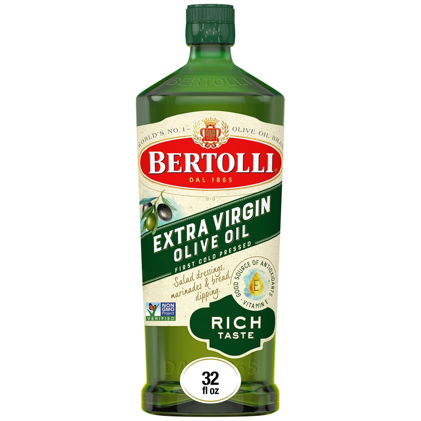 Bertolli Extra Virgin Olive Oil, Rich Taste, First Cold Pressed, Contains Polyphenols, 32.0 fl oz
