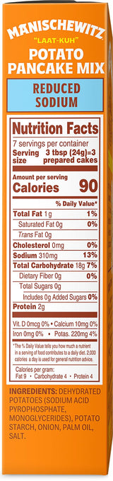 Manischewitz Low Sodium Potato Pancake Mix, 6oz (2 Pack) Gluten Free, No MSG, Traditional Style Potato Latke Mix