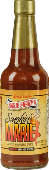 Marie Sharp’s Smokin’ Marie Smoked Habanero Sauce Special Edition, 10 oz | All-Natural Belizean Hot Sauce | Smoky & Spicy Flavor for Wings, Tacos