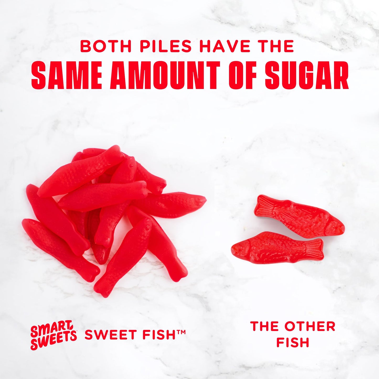 SmartSweets Sweet Fish, Low Sugar Gummy Candy (3g), Low Calorie (130), Gluten-Free -1.8oz (Pack of 6) Packaging may vary