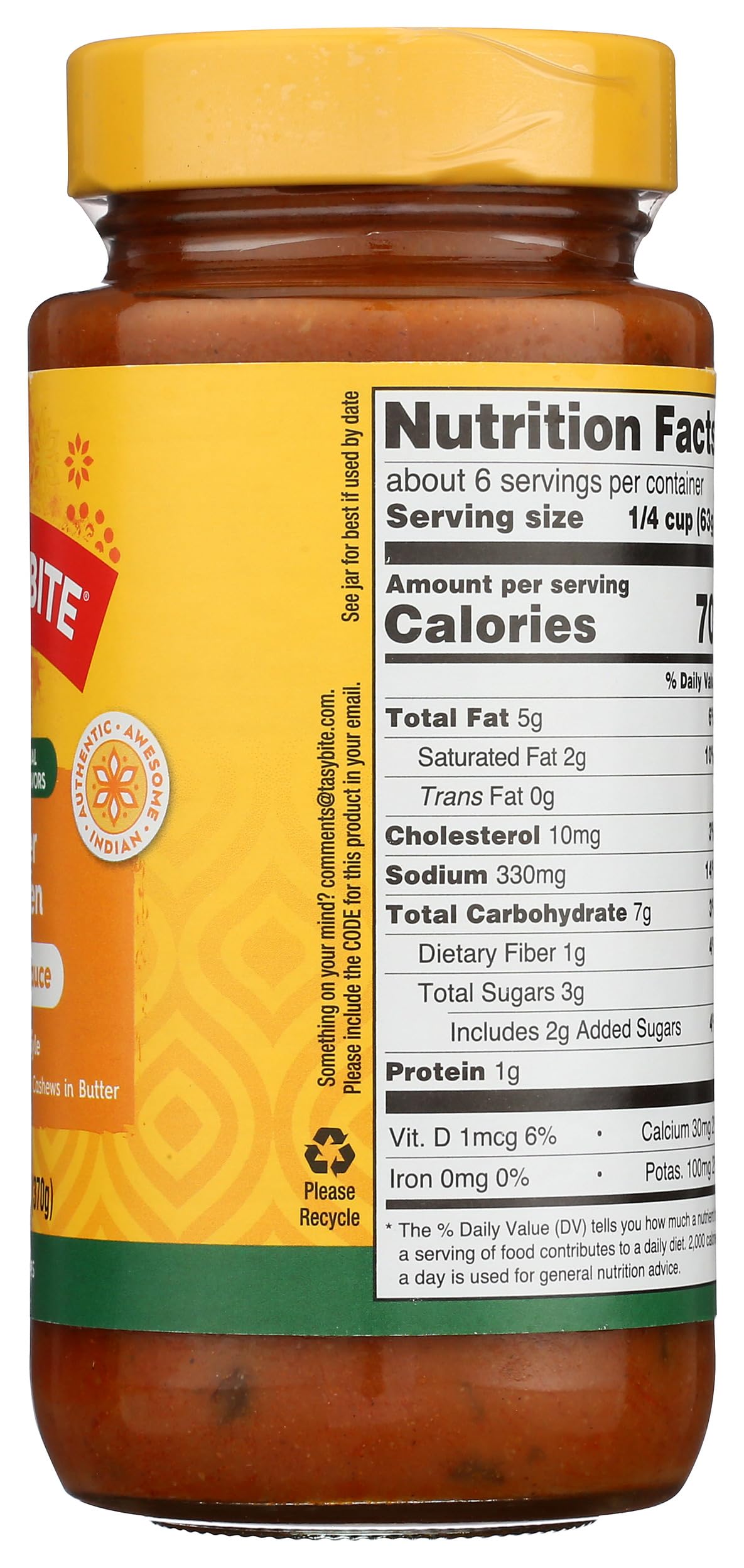 Tastybite Butter Chicken Simmer Sauce, 13 Oz
