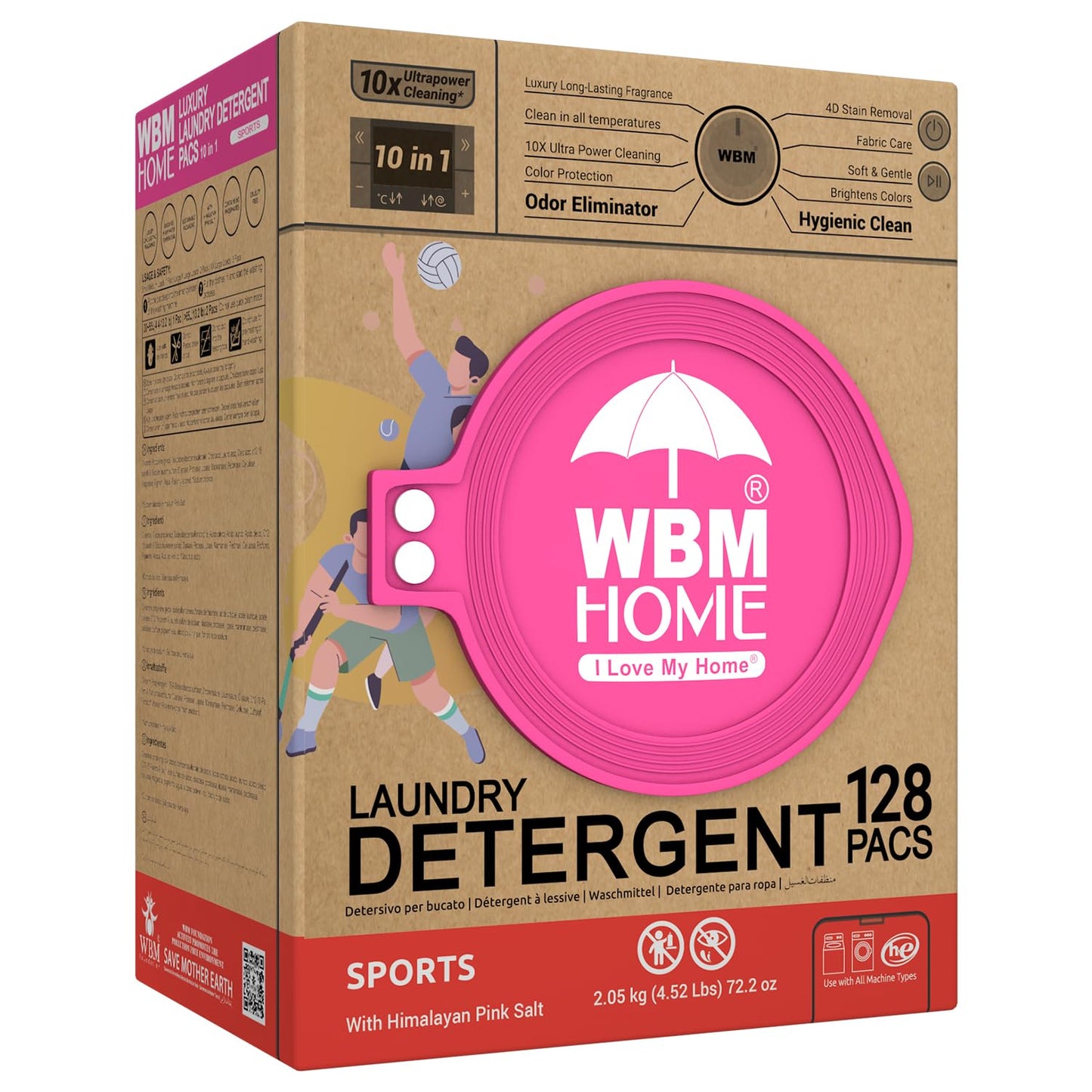 WBM Laundry Detergent Pods, Autumn Scent - 128 Pods in Recycleable Packaging for 10x Ultra Power Cleaning, Odor Defense for Activewear & Sports Shirts