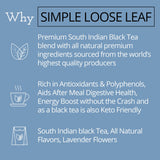 Simple Loose Leaf Blue Lady Grey Tea - Premium Loose Leaf Black Tea | High Caffeine, Keto-Friendly, Bright Citrus Flavor, Hand Packaged in USA, 4 oz