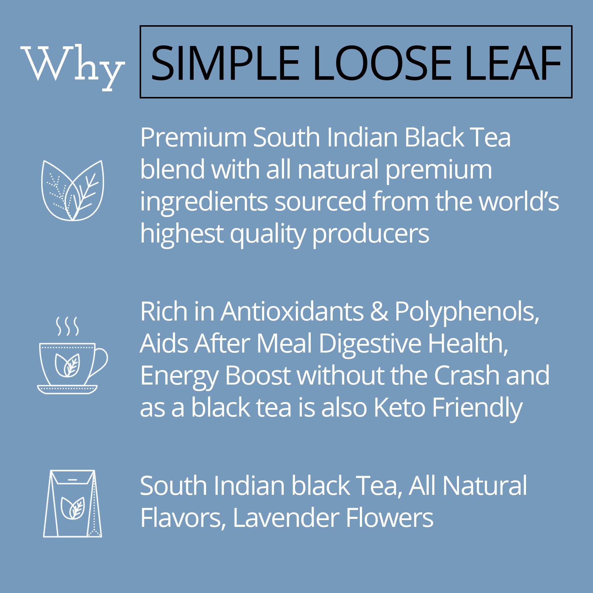 Simple Loose Leaf Blue Lady Grey Tea - Premium Loose Leaf Black Tea | High Caffeine, Keto-Friendly, Bright Citrus Flavor, Hand Packaged in USA, 4 oz