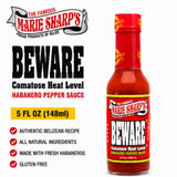 Marie Sharp’s BEWARE Comatose Heat Level Habanero Pepper Sauce, 5 oz | Extreme Heat Hot Sauce from Belize | All-Natural, No Preservatives |