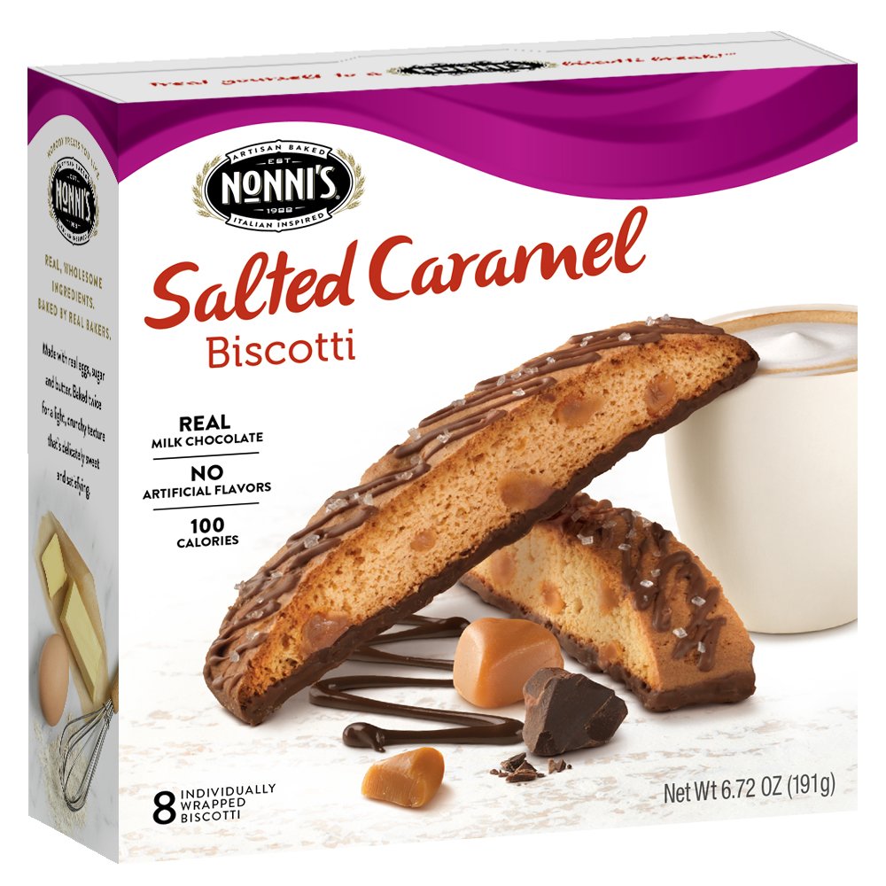 Nonni's 3 Boxes of Biscotti, Salted Caramel, 24 Count (Pack of 3)